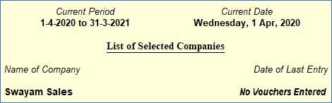 Opening (Loading) the Company in Tally.ERP9